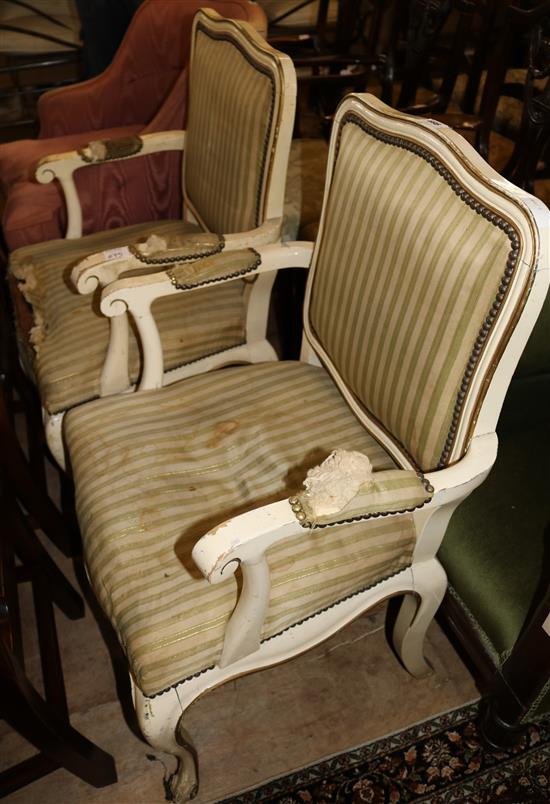 Pair French elbow chairs(-)
